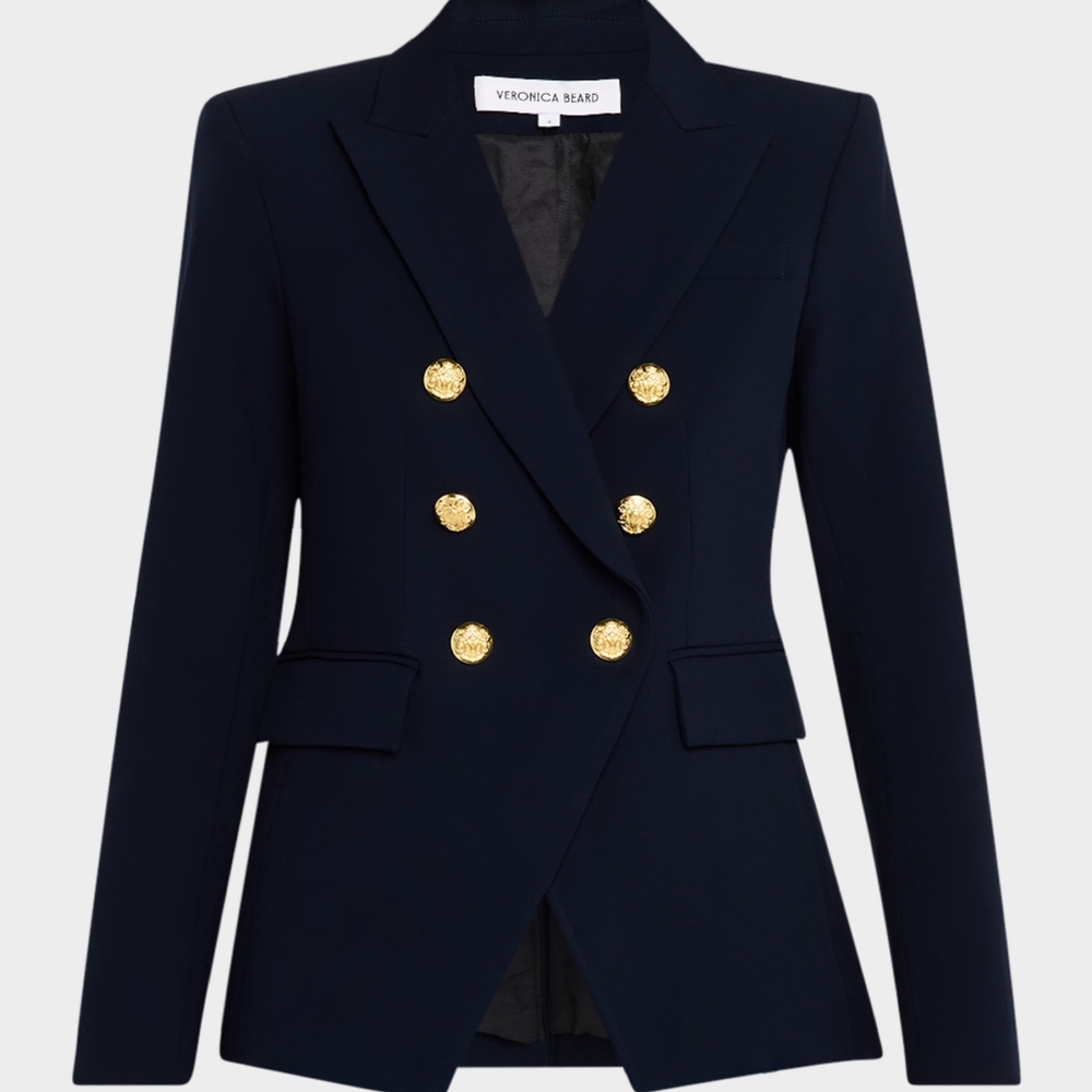 Veronica Beard Navy Miller Dickey Jacket.  Elegant Blazer with Gold Buttons